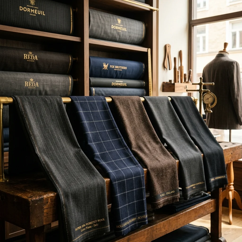 Luxury fabric rolls in the atelier