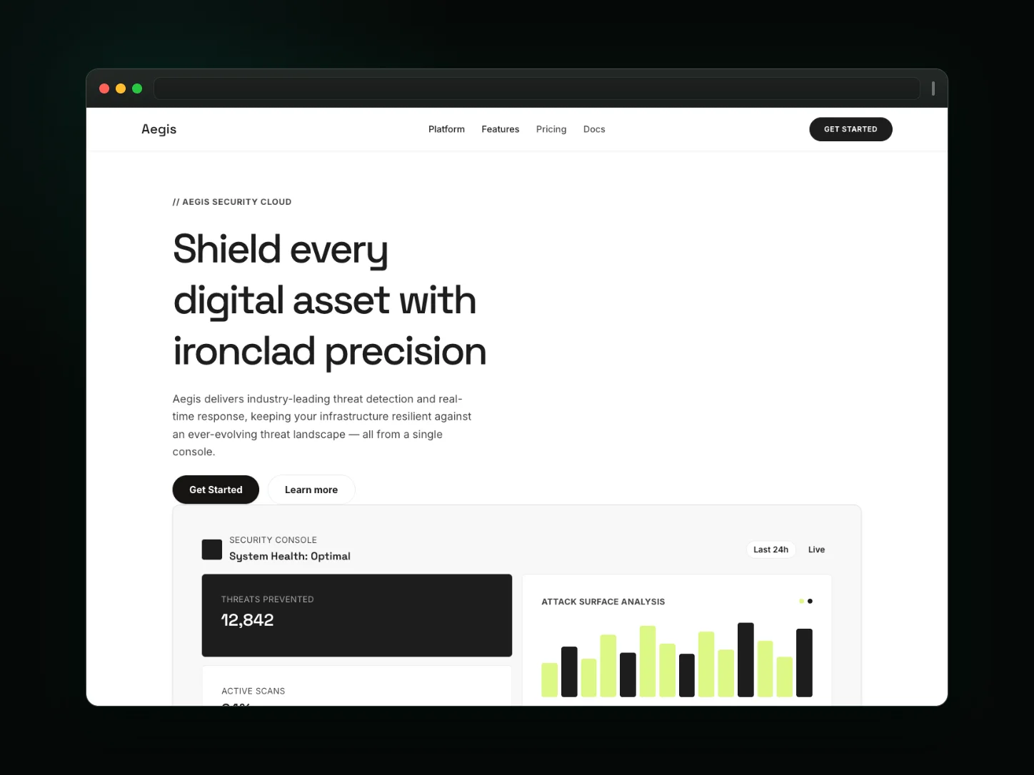 Aegis website template preview