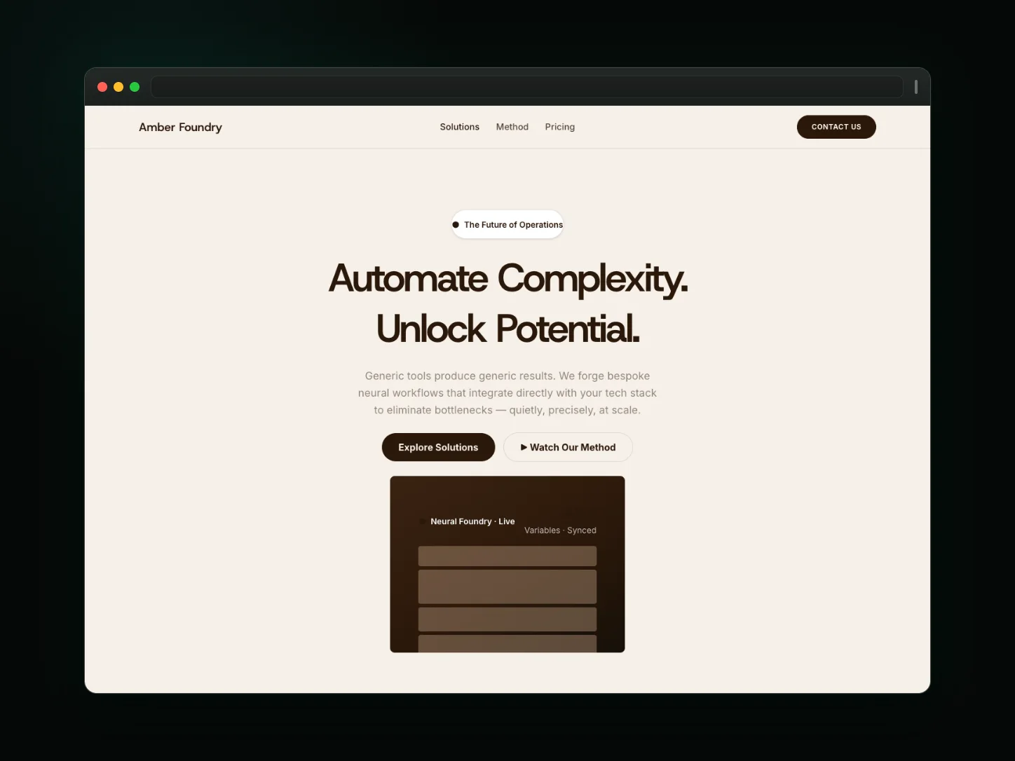 Amber Foundry website template preview