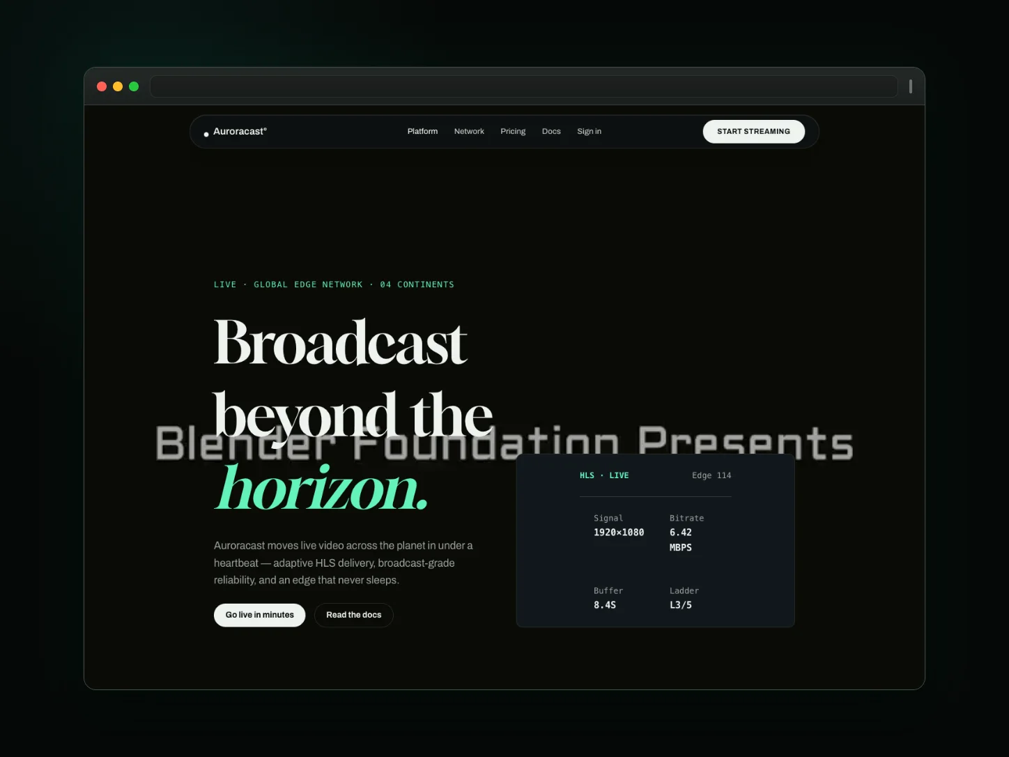 Auroracast website template preview