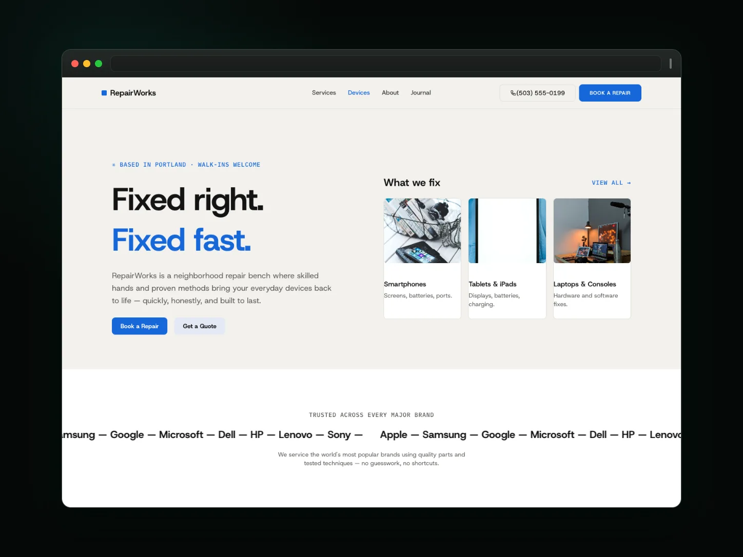 RepairWorks website template preview