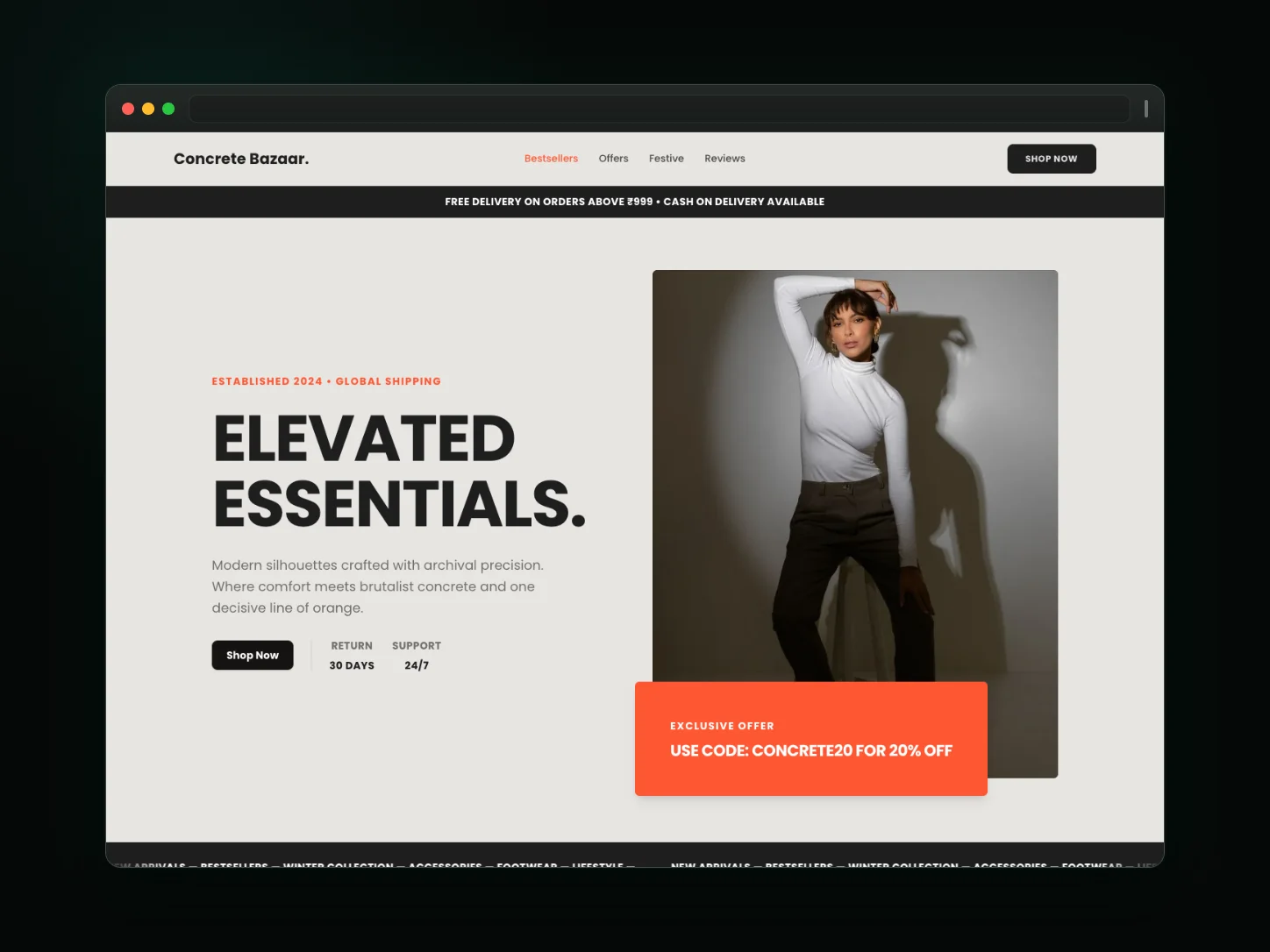 Concrete Bazaar website template preview
