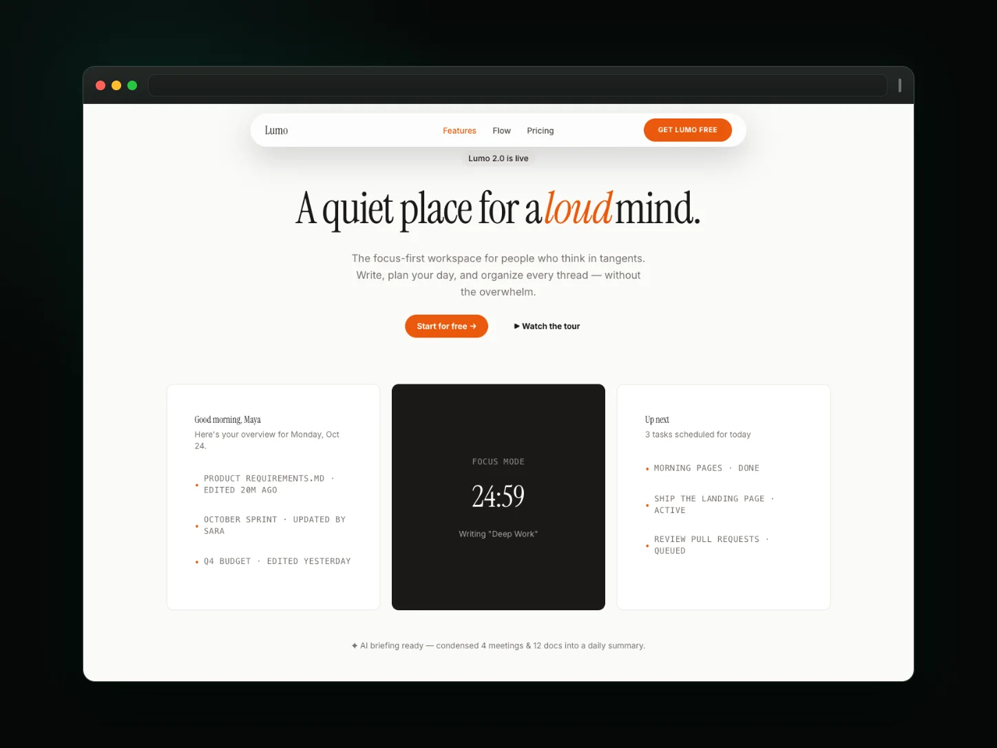 Lumo website template preview