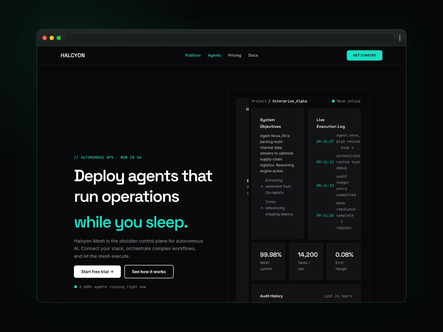 Halcyon Mesh website template preview