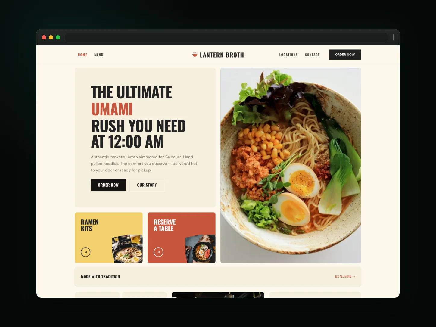 Lantern Broth — restaurant website website template
