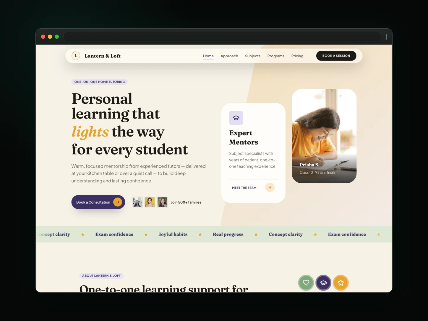 Lantern & Loft website template preview