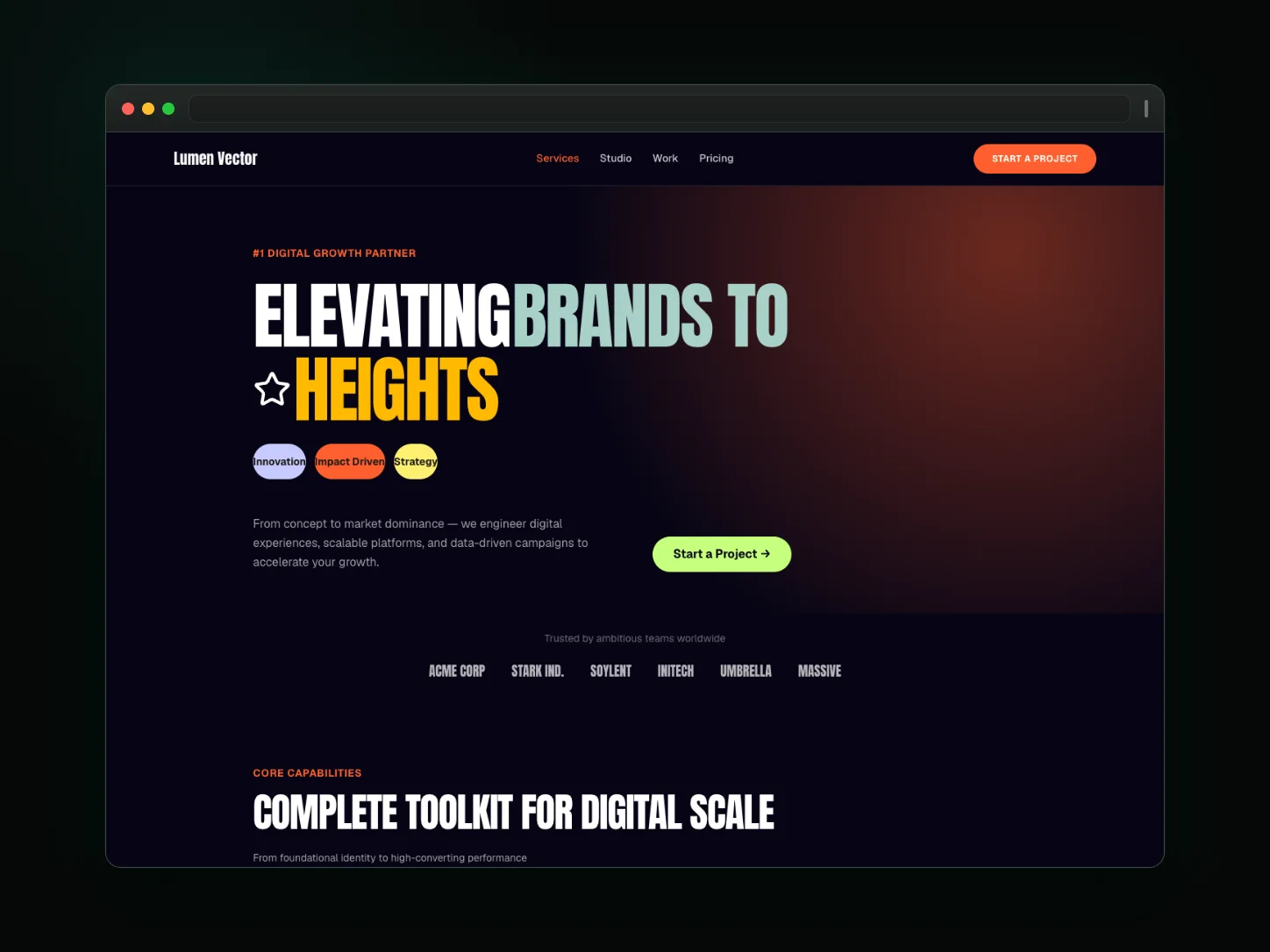 Lumen Vector website template preview