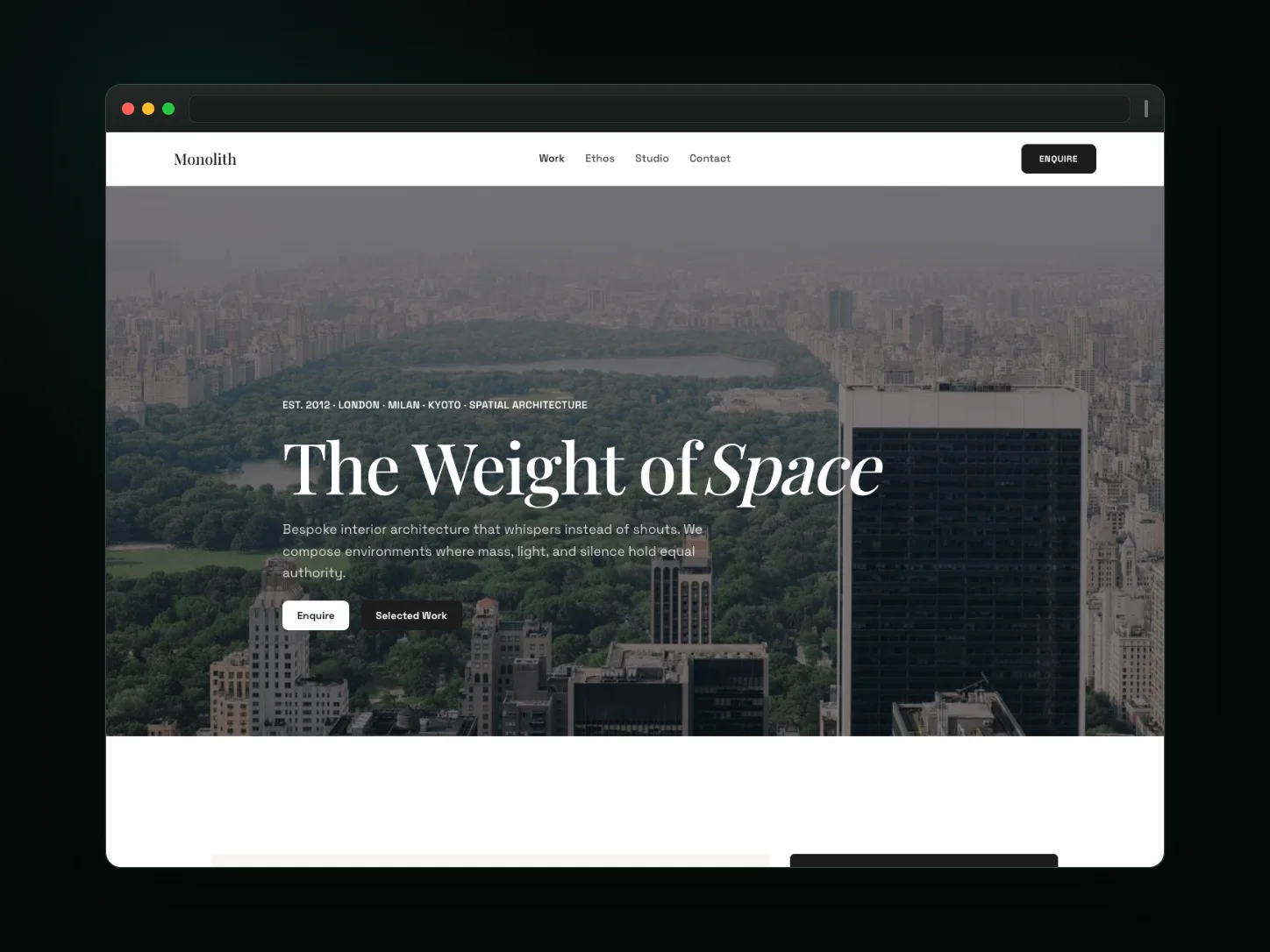 Monolith Atelier website template preview