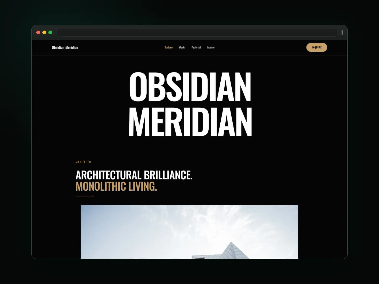 Obsidian Meridian website template preview
