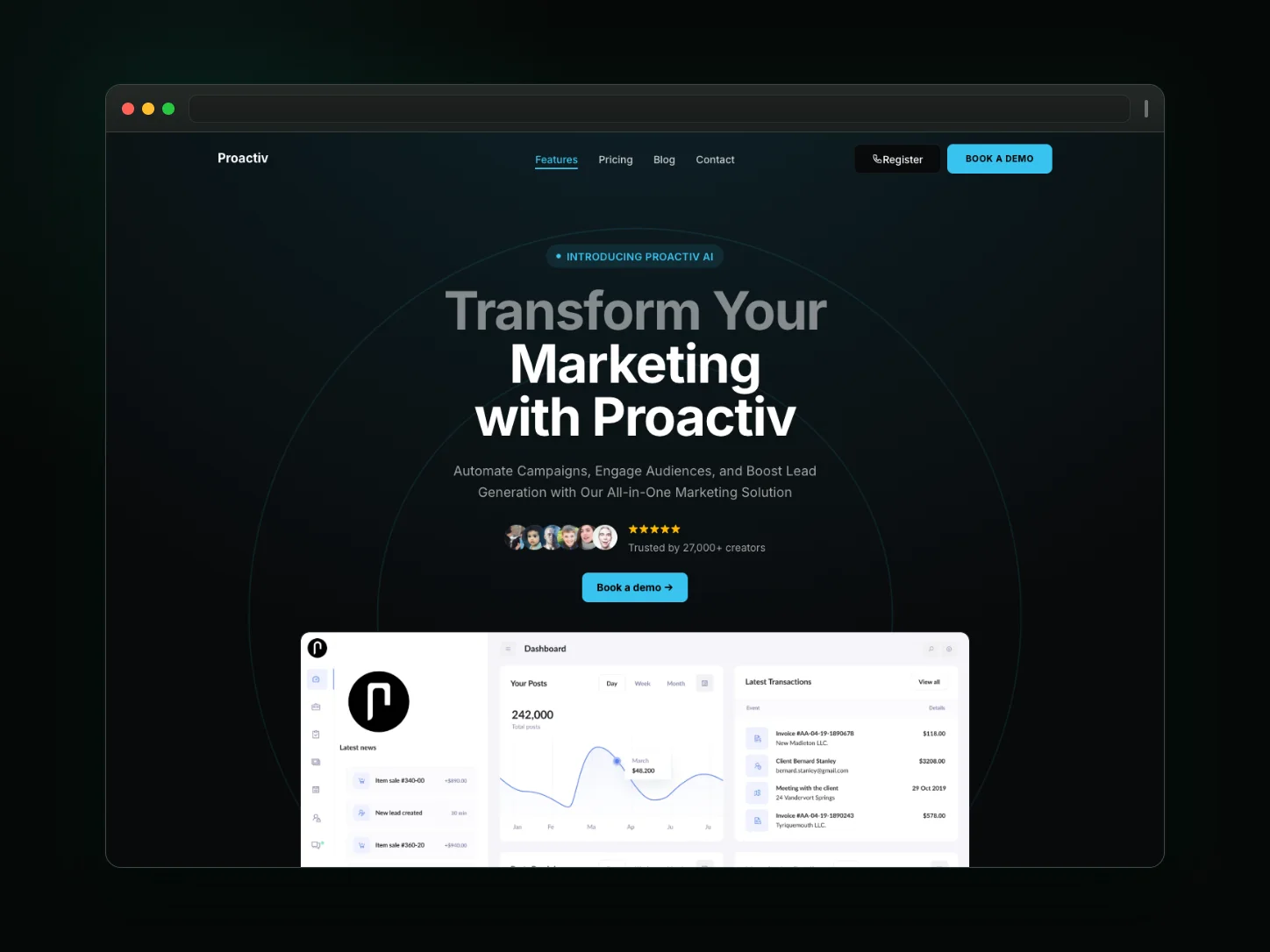 Proactiv website template preview