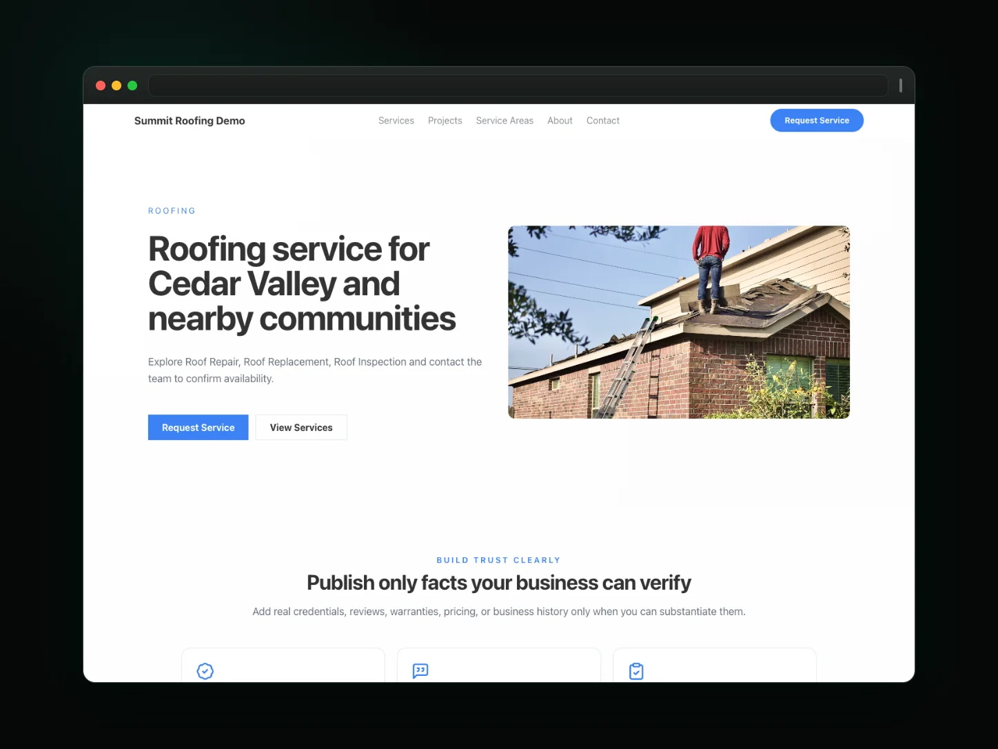 Roofing Service Business website template preview