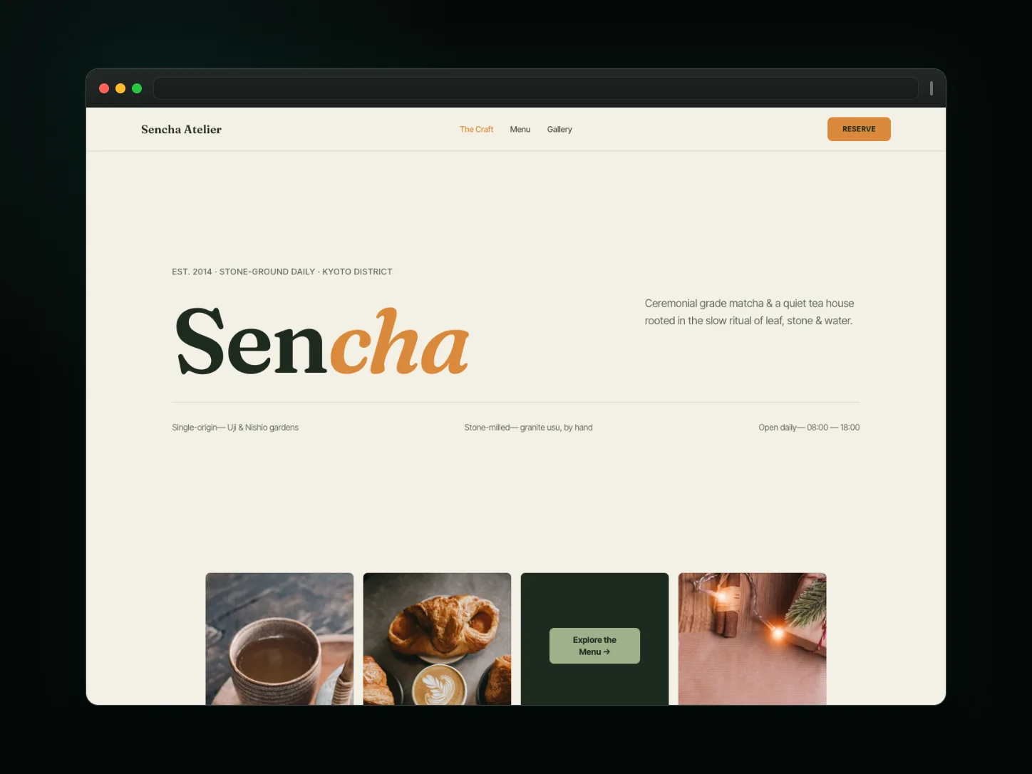 Sencha Atelier — cafe website website template