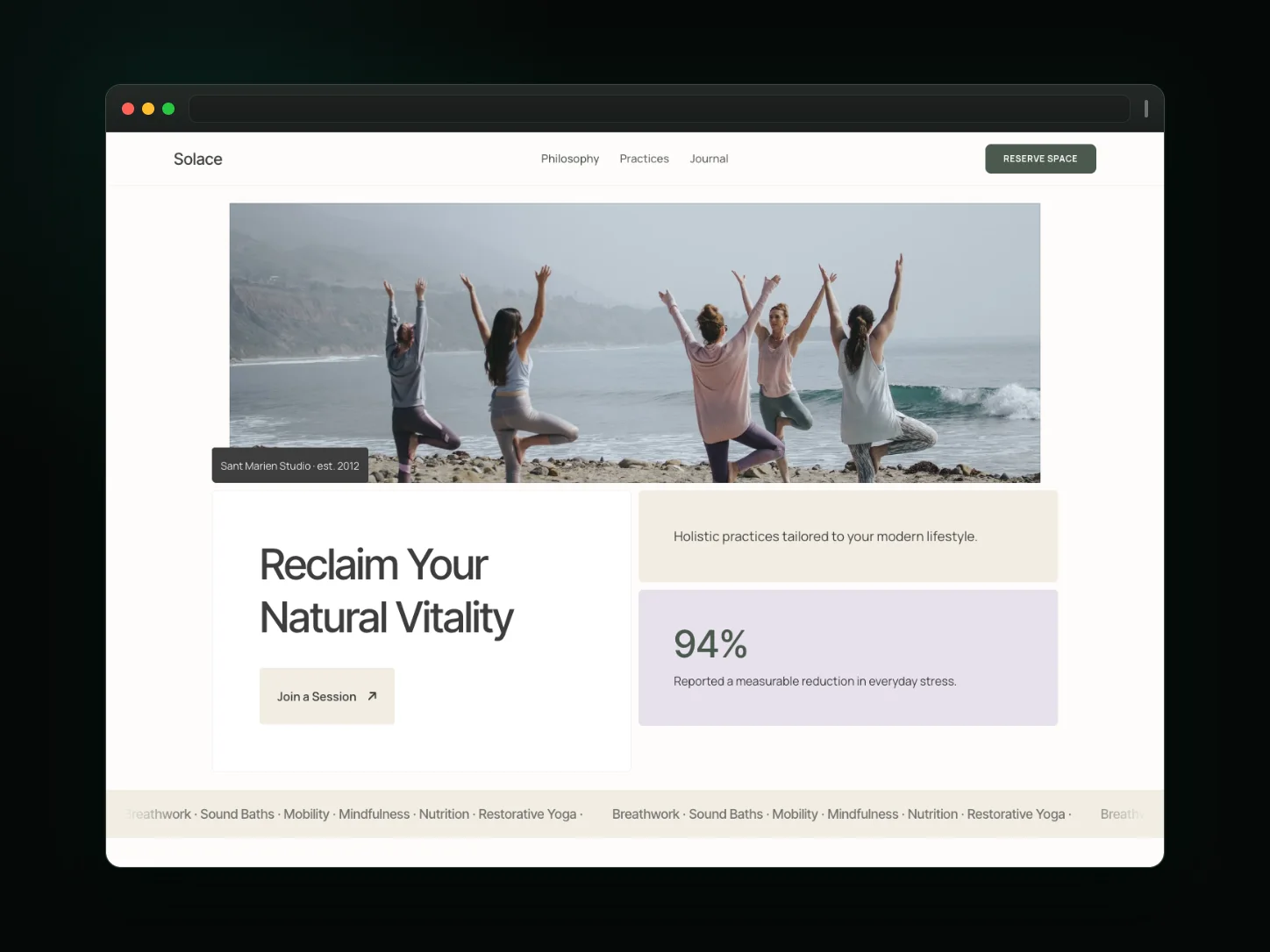 Solace Wellness — wellness website website template