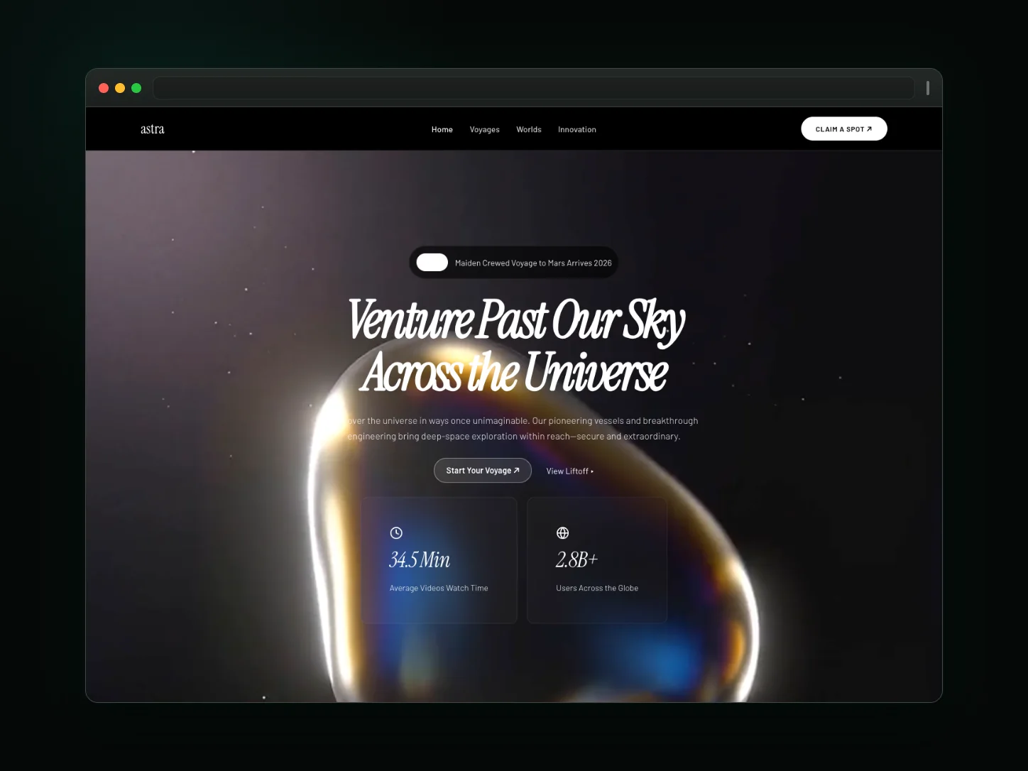 Astra Space Voyage — wellness website website template