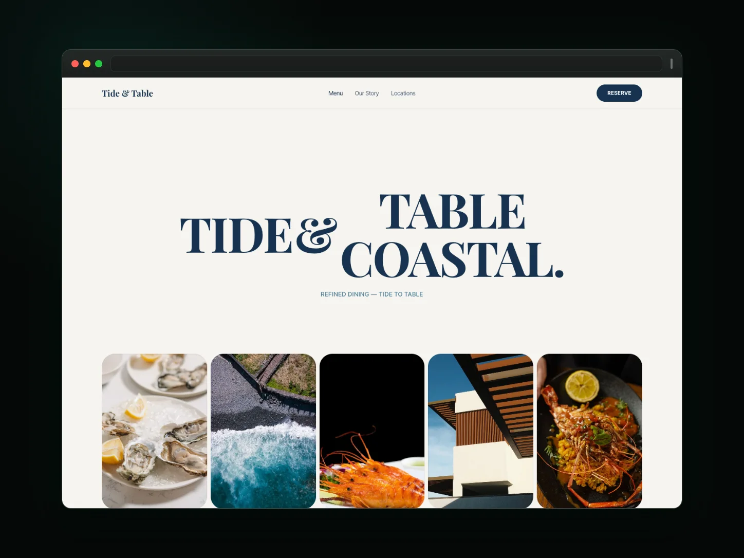 Tide & Table — restaurant website website template