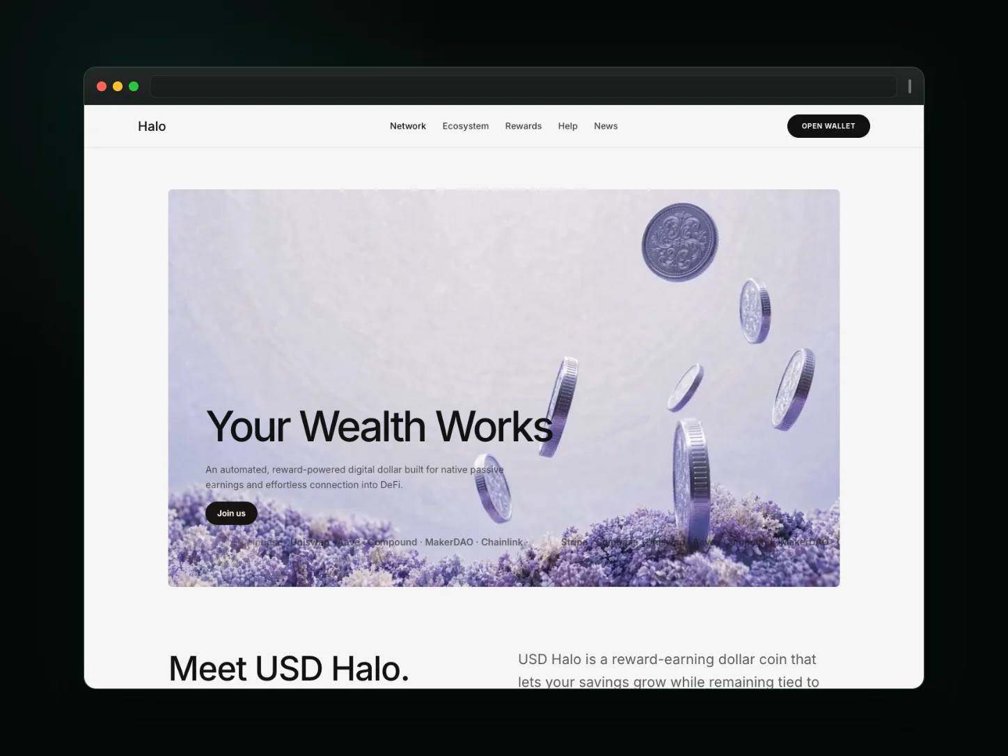 USD Halo website template preview