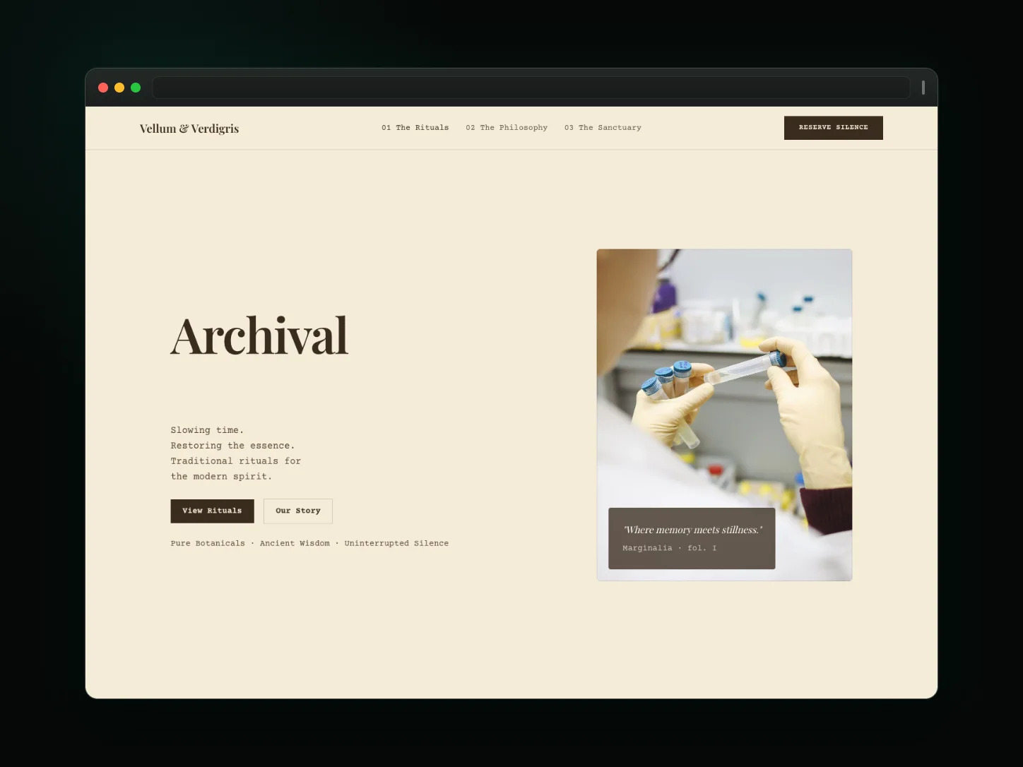 Vellum & Verdigris — wellness website website template
