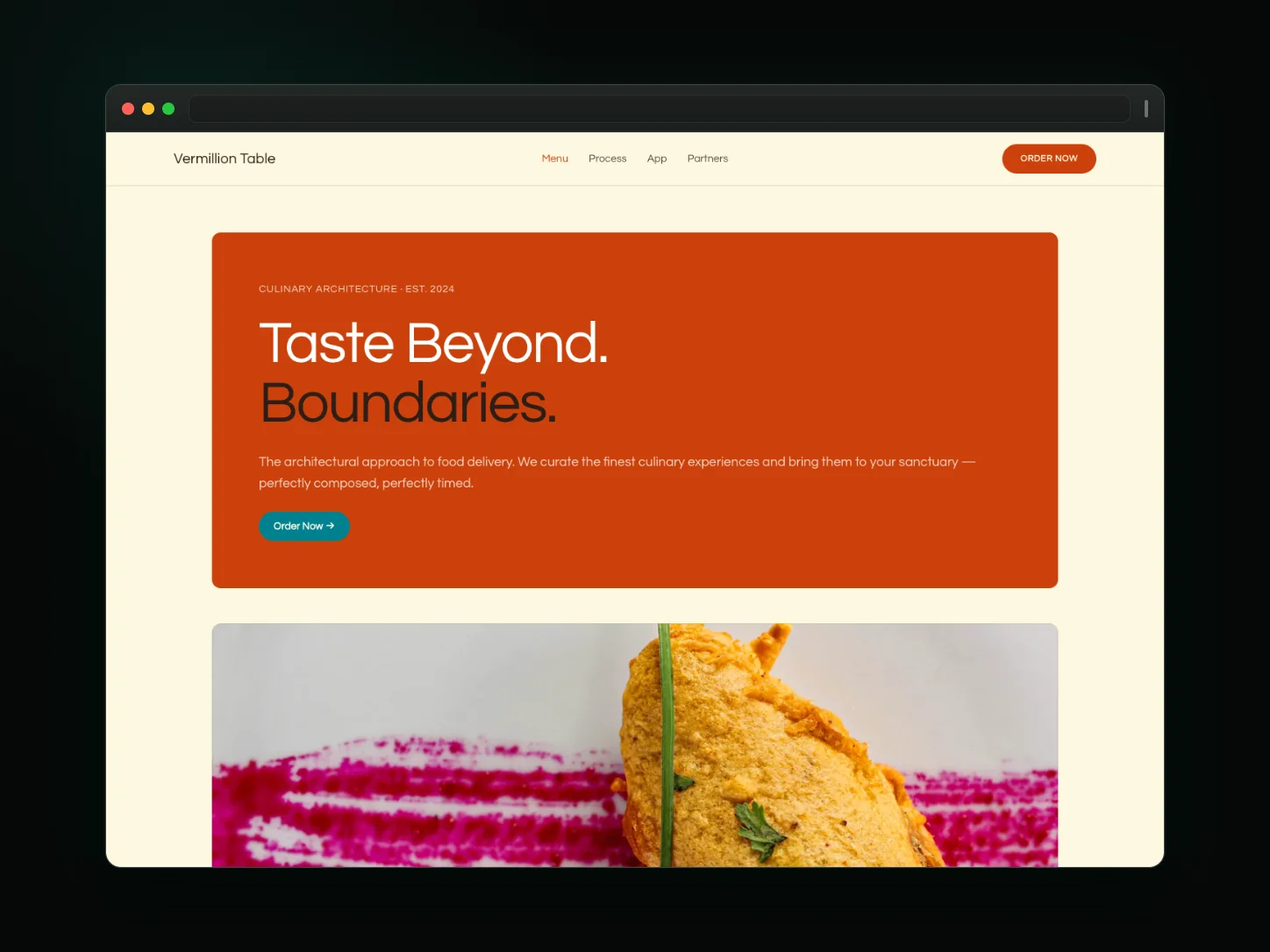 Vermillion Table — restaurant website website template