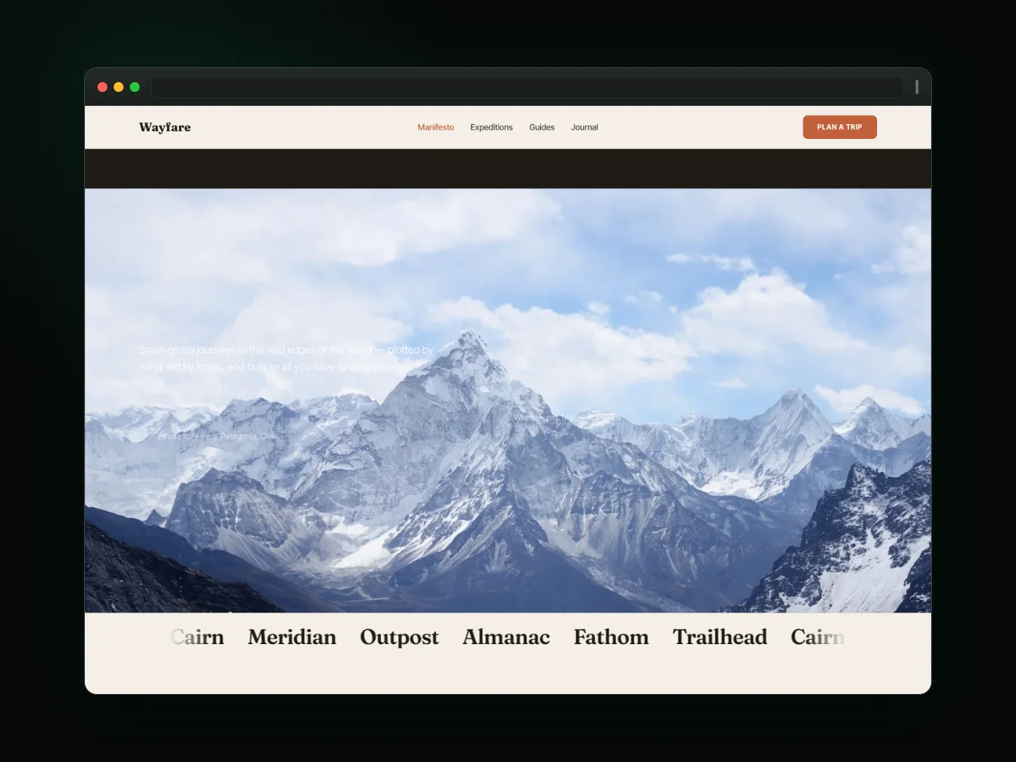 Wayfare — travel website website template