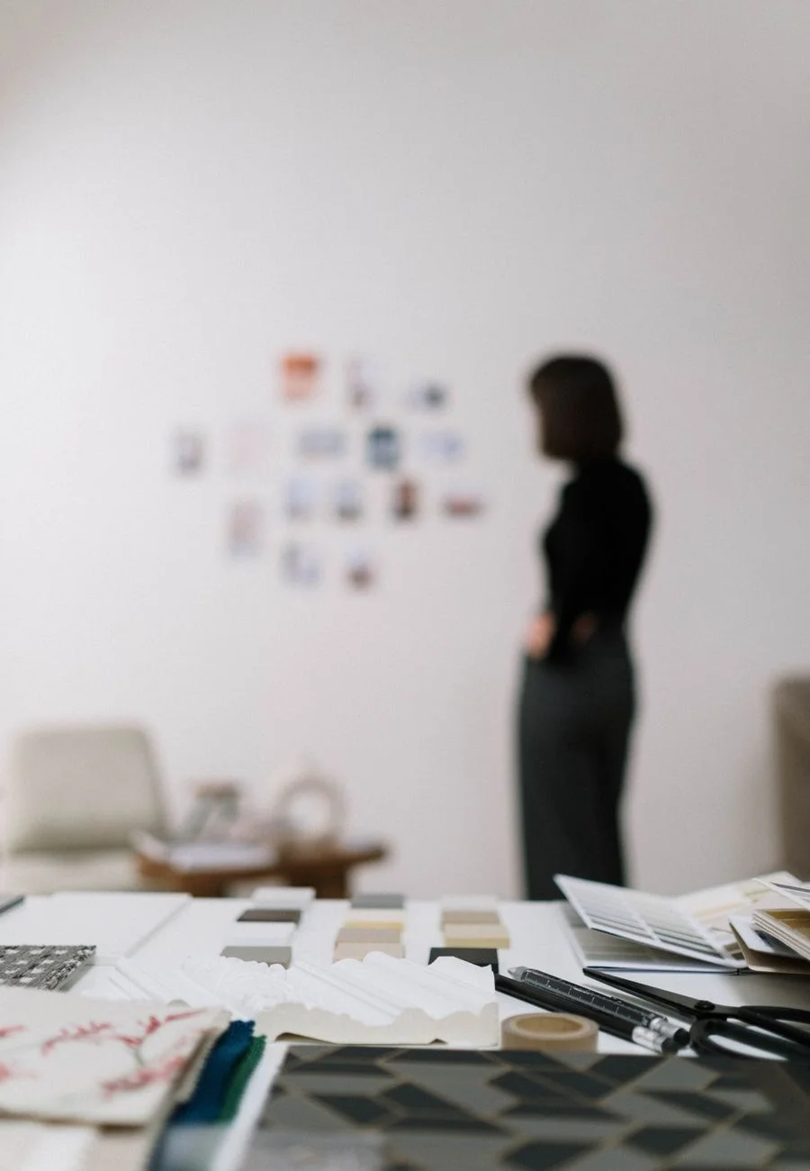 A vibrant, colourful creative workspace
