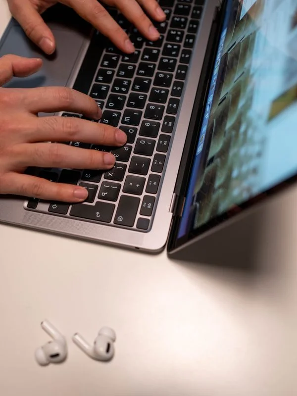 Customer using a repaired laptop
