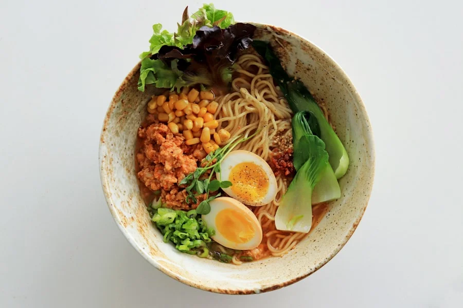 Steaming bowl of ramen