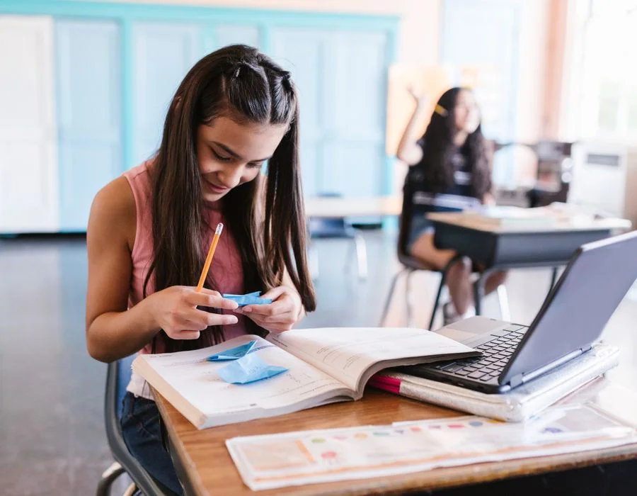 A senior student studying for board exams