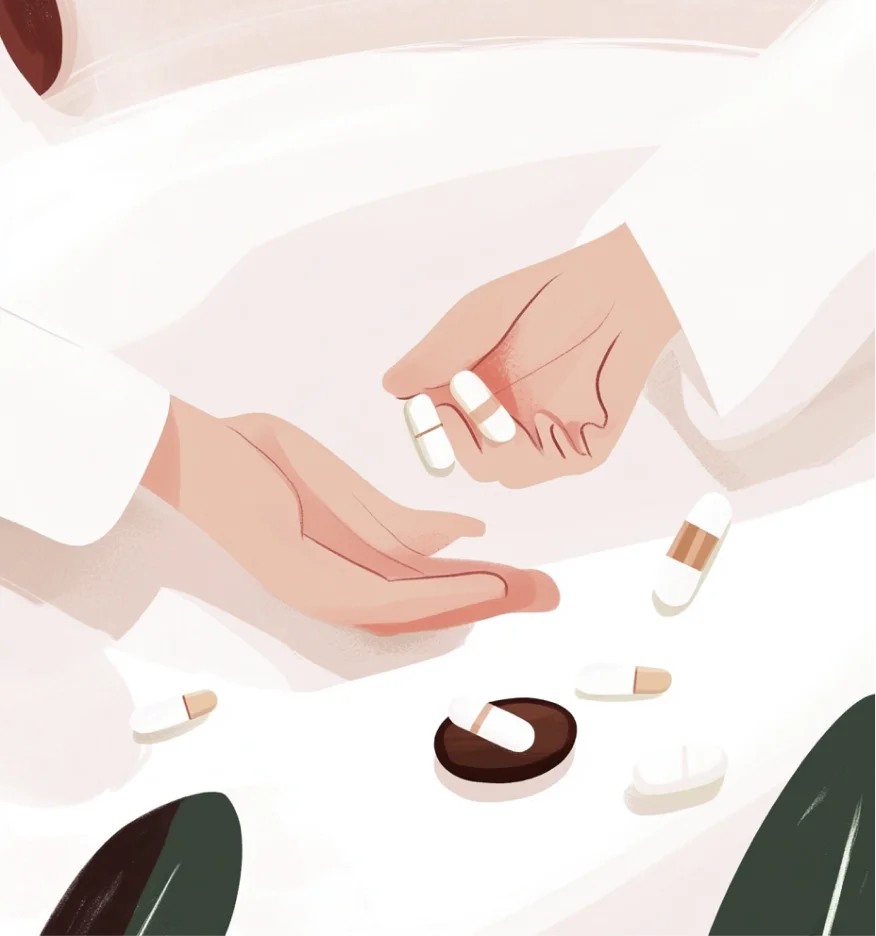 Pills on a surface