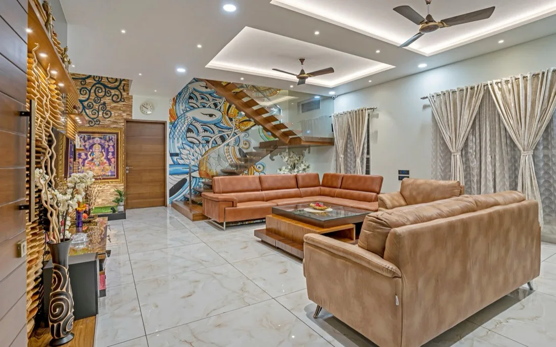 Handcrafted Sheesham furniture in a heritage living room