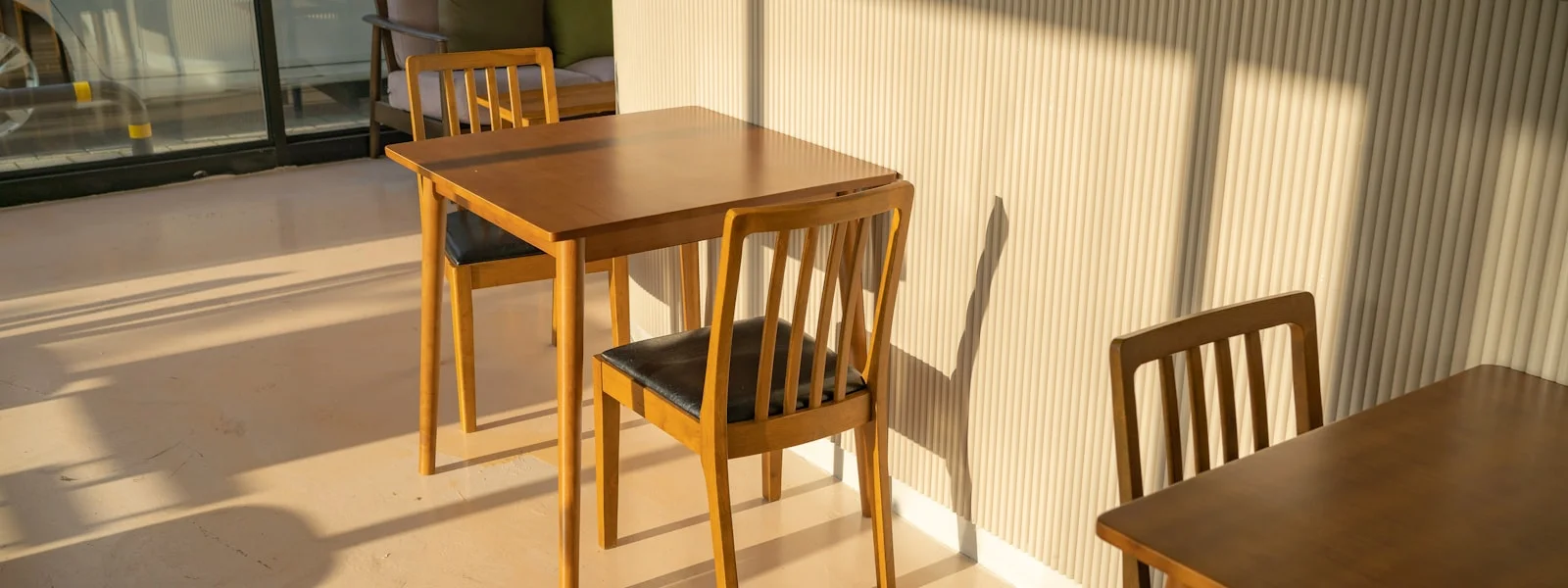 Sunlit minimalist café interior